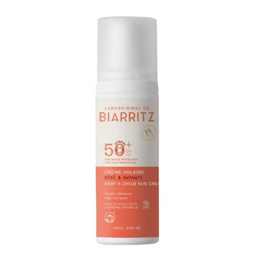 Crema solar para niños SPF 50+ Biarritz (100 ml) – alta protección natural sin perfume para pieles delicadas
