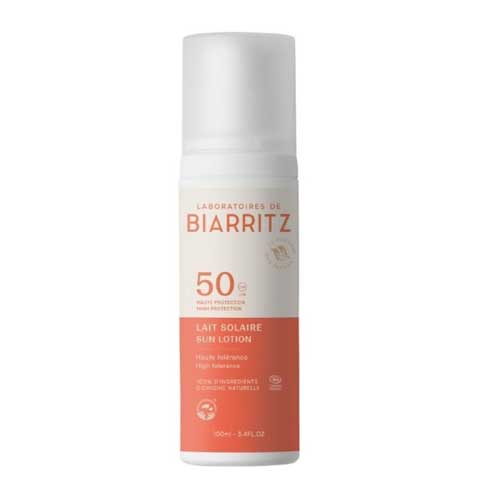 Leche solar SPF 50 Biarritz (100 ml) – hidratación profunda y alta protección natural para pieles secas y sensibles